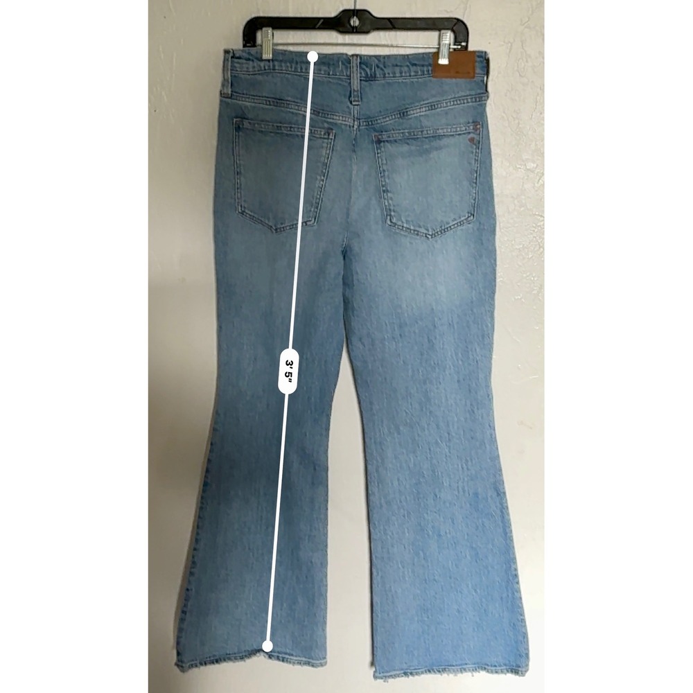 Madewell‎ High Rise Flare Jeans Light Wash Distressed Raw Hem Size 30 - Picture 4 of 9